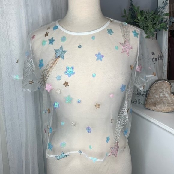 Iridescent Mermaid Clear Pointed Stiletto Mules - Picture 5 of 5